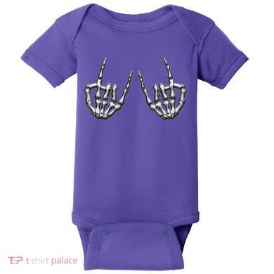 Cool Funny Punk Rock On Skeleton Hands Baby Bodysuit