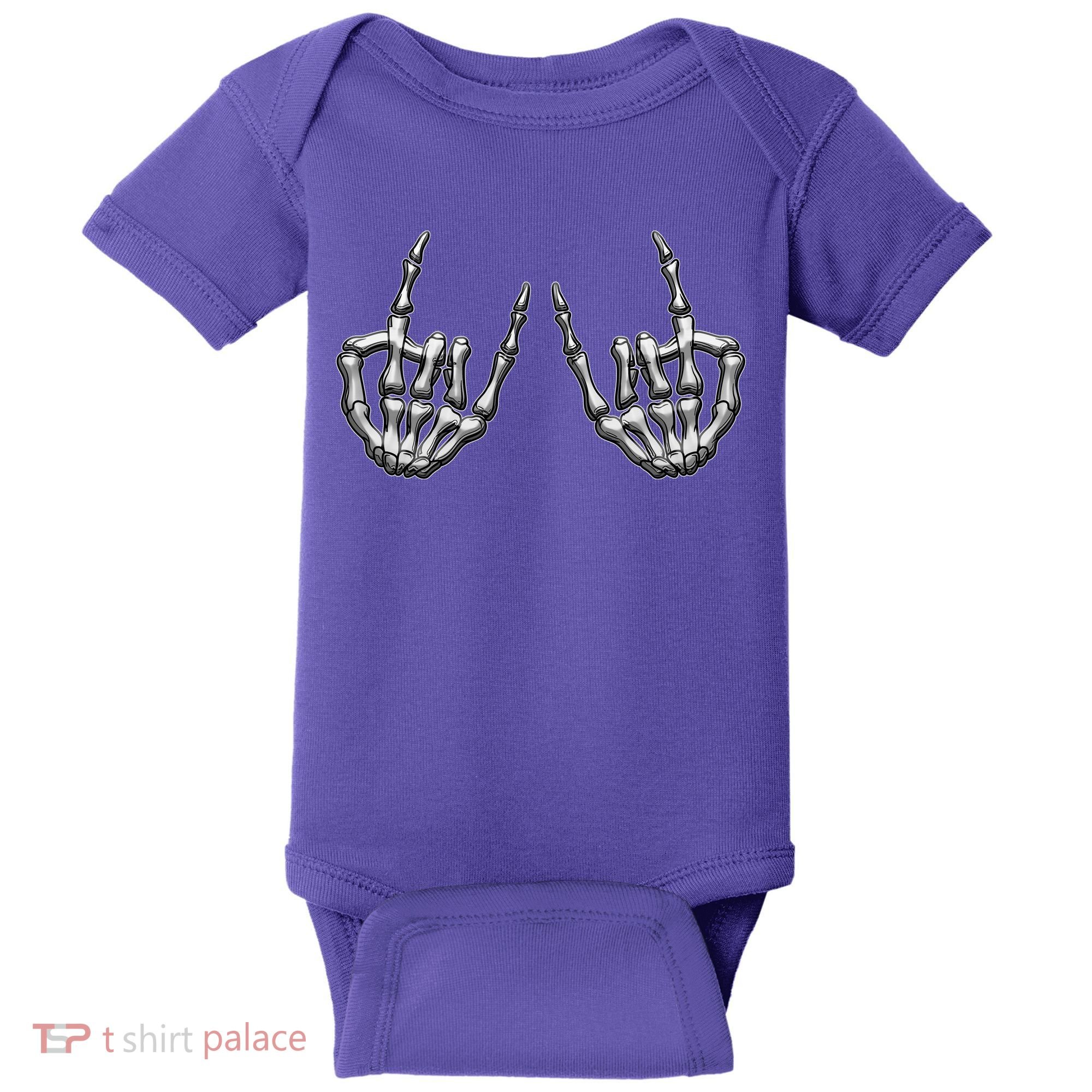 Cool Funny Punk Rock On Skeleton Hands Baby Bodysuit