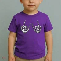 Cool Funny Punk Rock On Skeleton Hands Toddler T-Shirt thumb 2