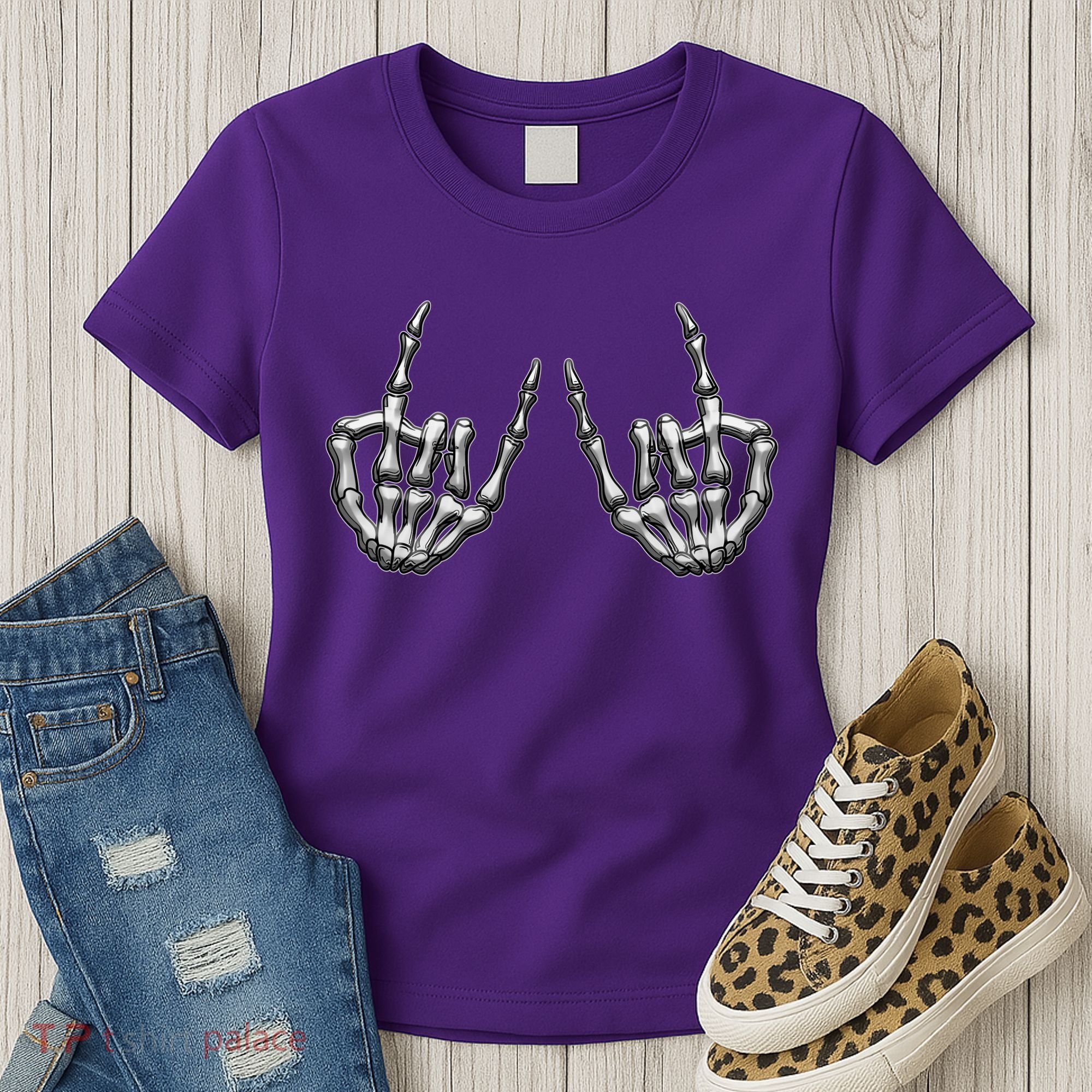 Cool Funny Punk Rock On Skeleton Hands Women's T-Shirt