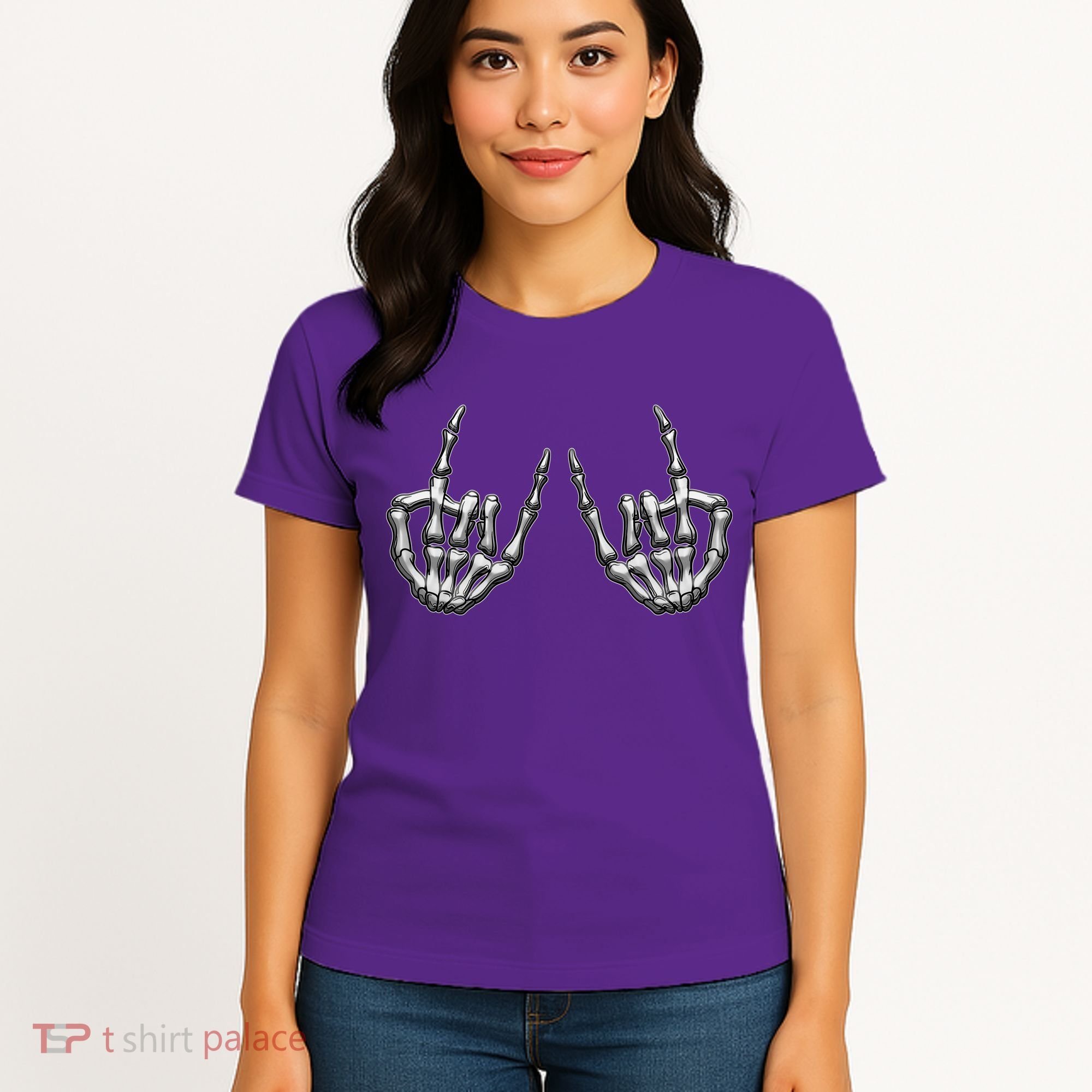 Cool Funny Punk Rock On Skeleton Hands Women's T-Shirt