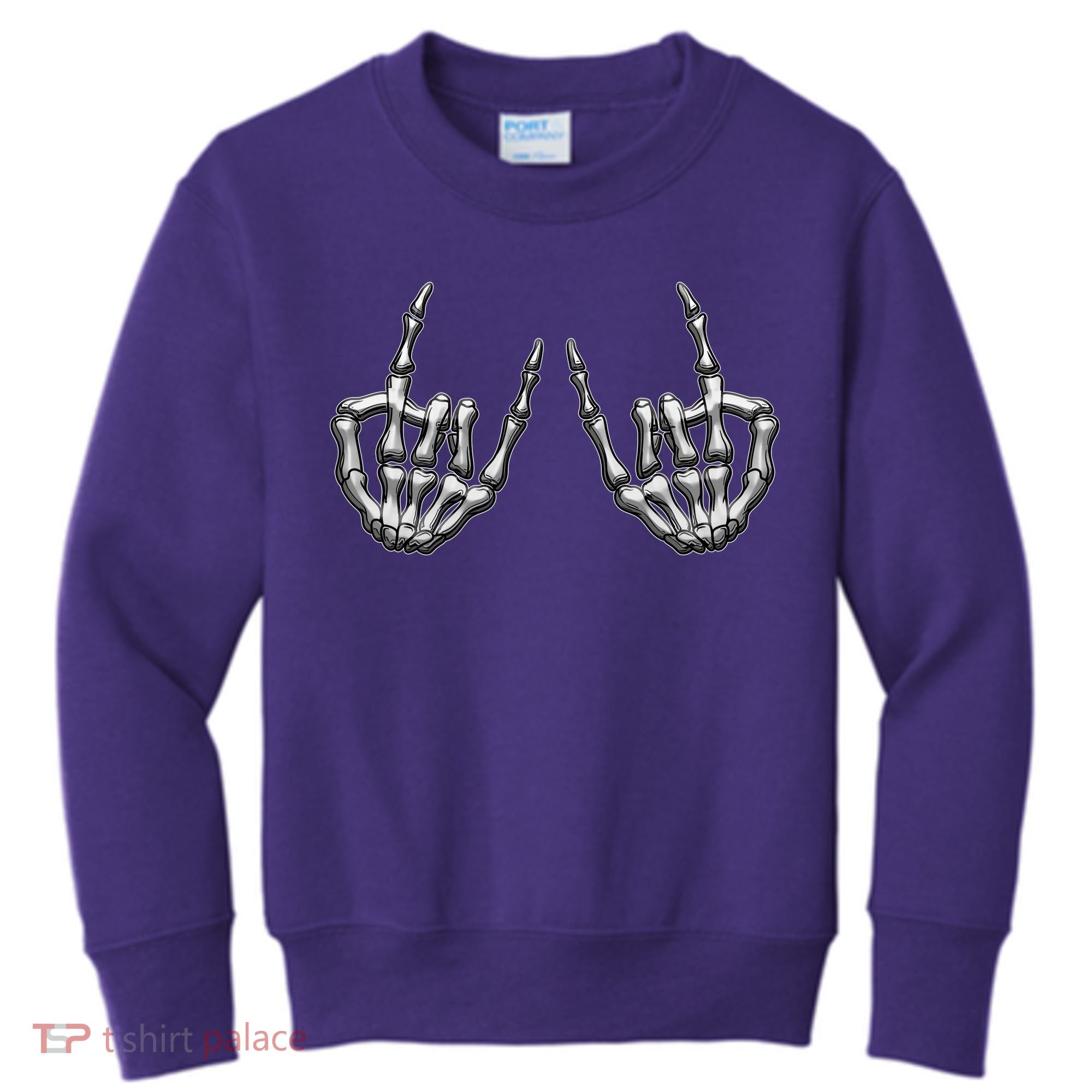 Cool Funny Punk Rock On Skeleton Hands Kids Sweatshirt