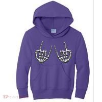Cool Funny Punk Rock On Skeleton Hands Kids Hoodie thumb 0