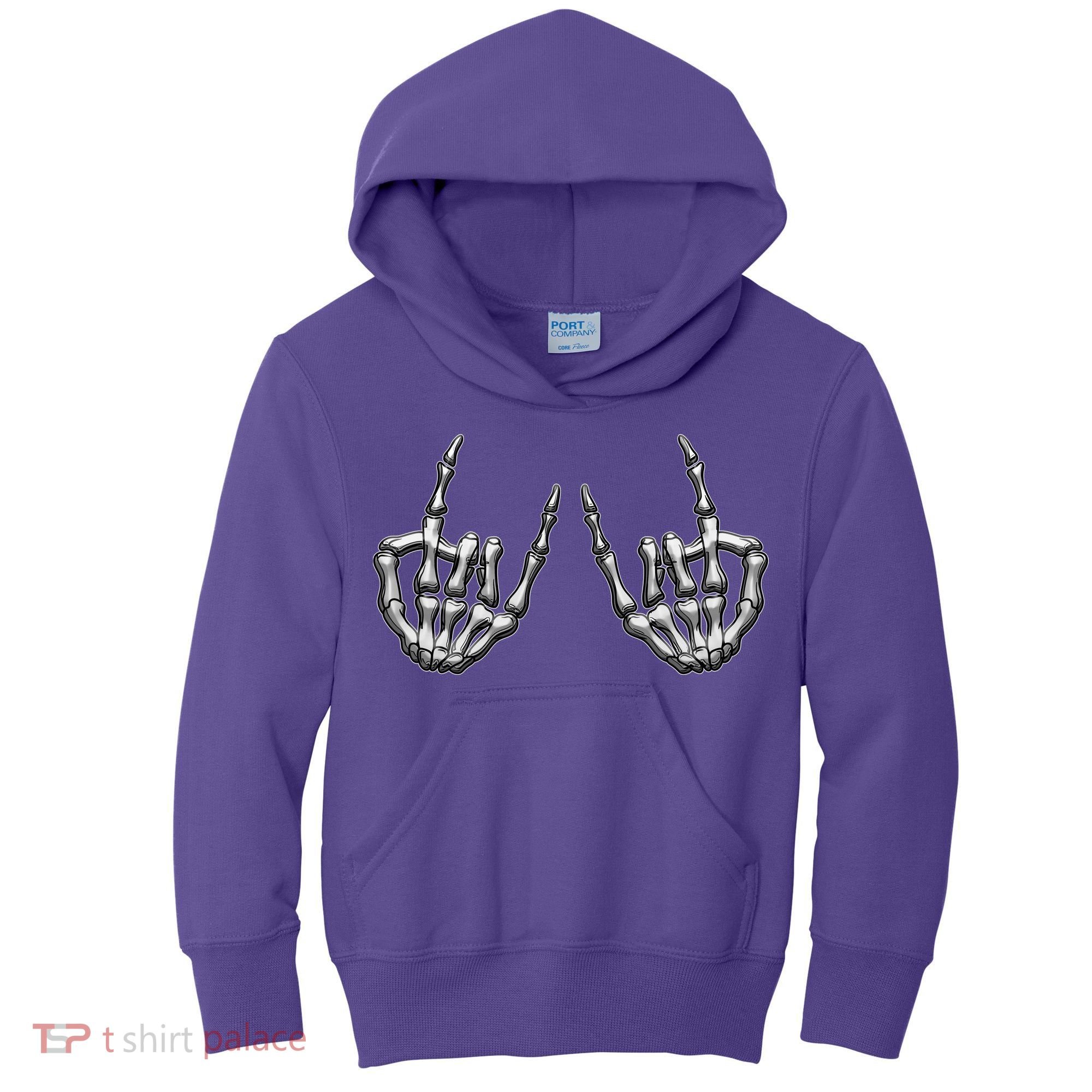 Cool Funny Punk Rock On Skeleton Hands Kids Hoodie