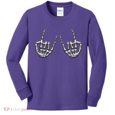Cool Funny Punk Rock On Skeleton Hands Kids Long Sleeve Shirt