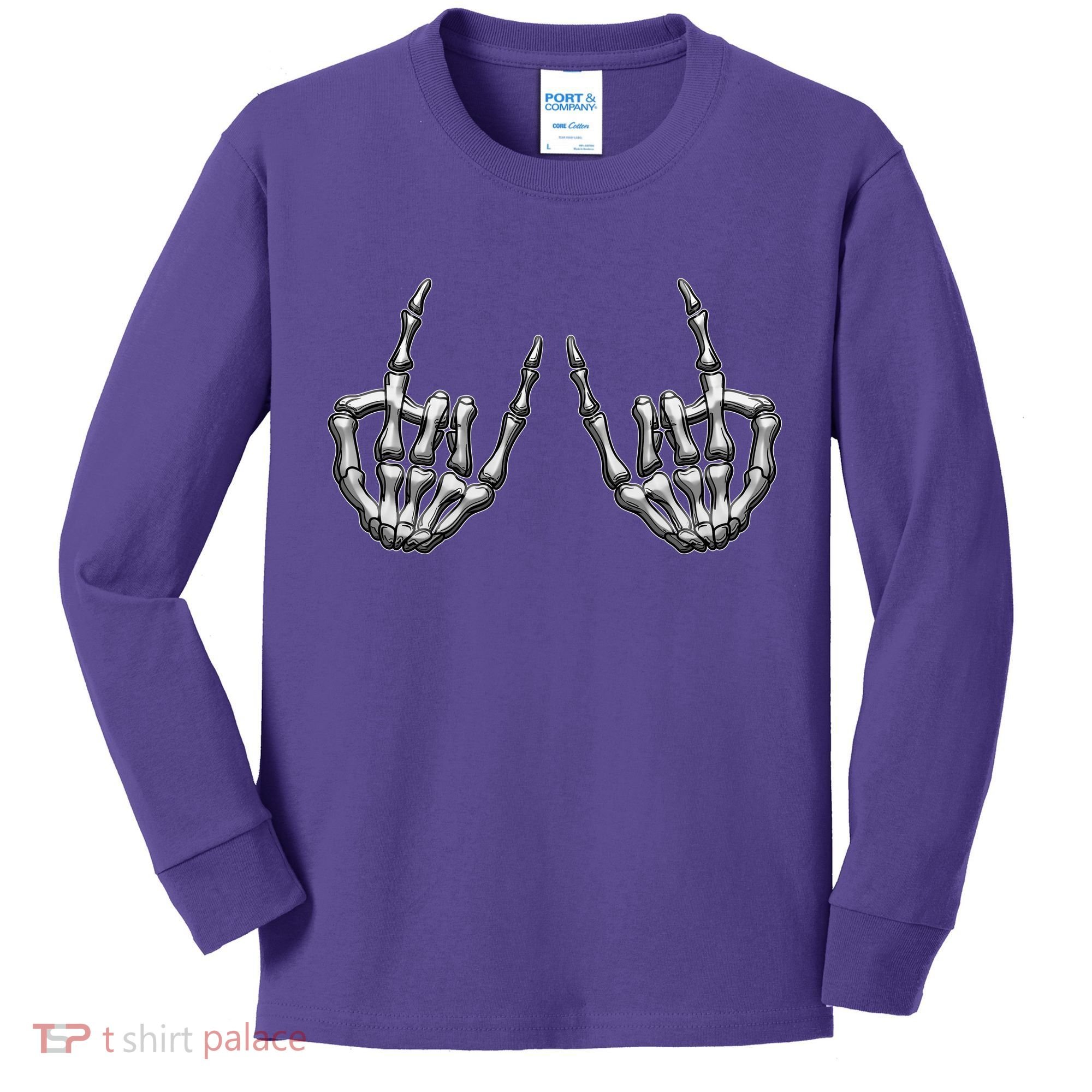 Cool Funny Punk Rock On Skeleton Hands Kids Long Sleeve Shirt