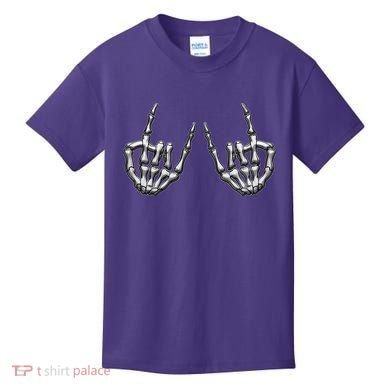 Cool Funny Punk Rock On Skeleton Hands Kids T-Shirt