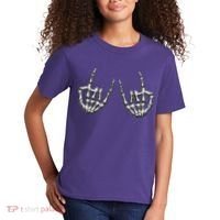 Cool Funny Punk Rock On Skeleton Hands Kids T-Shirt thumb 2