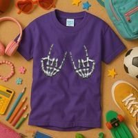 Cool Funny Punk Rock On Skeleton Hands Kids T-Shirt thumb 3