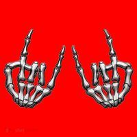 Cool Funny Punk Rock On Skeleton Hands Santa Hat thumb 1