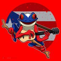 Coqui Frog Playing Guitar Puerto Rico Animal Santa Hat thumb 1