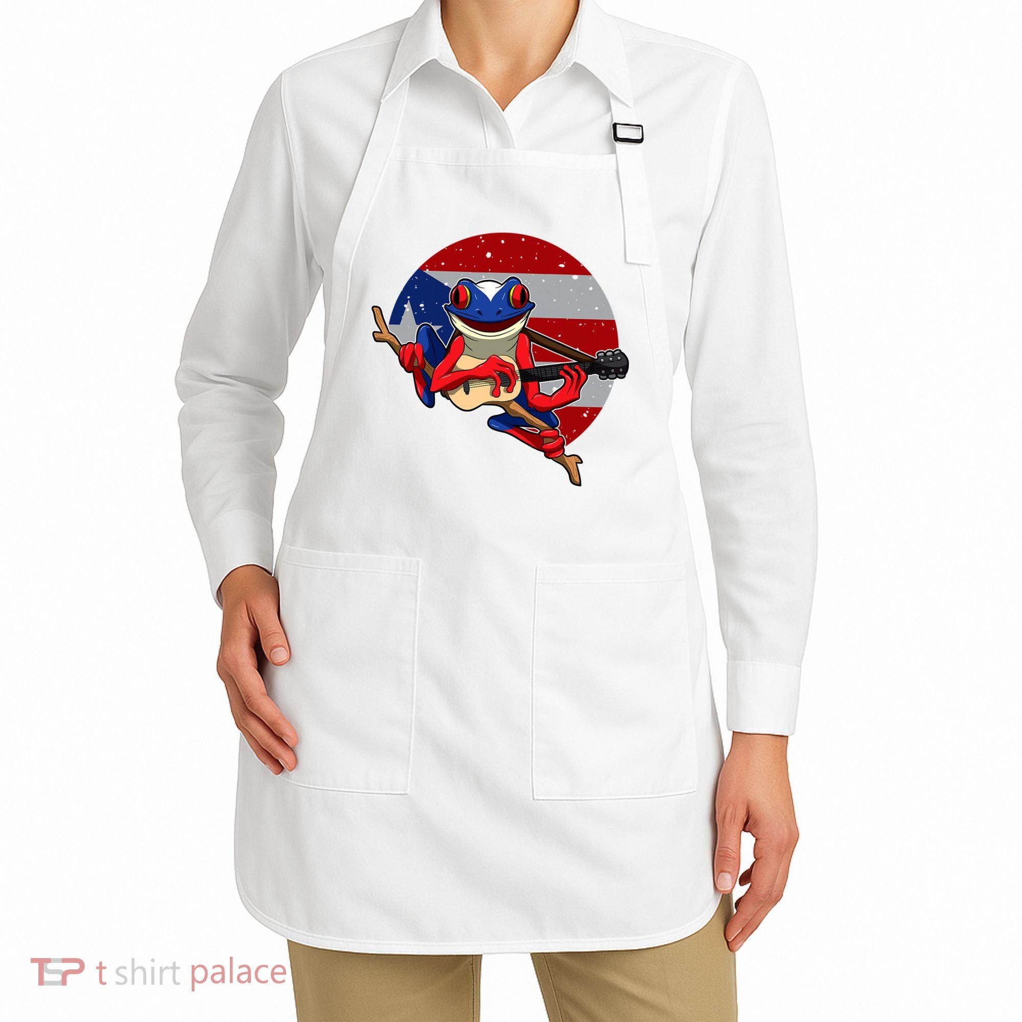 Coqui Frog Playing Guitar Puerto Rico Animal Apron
