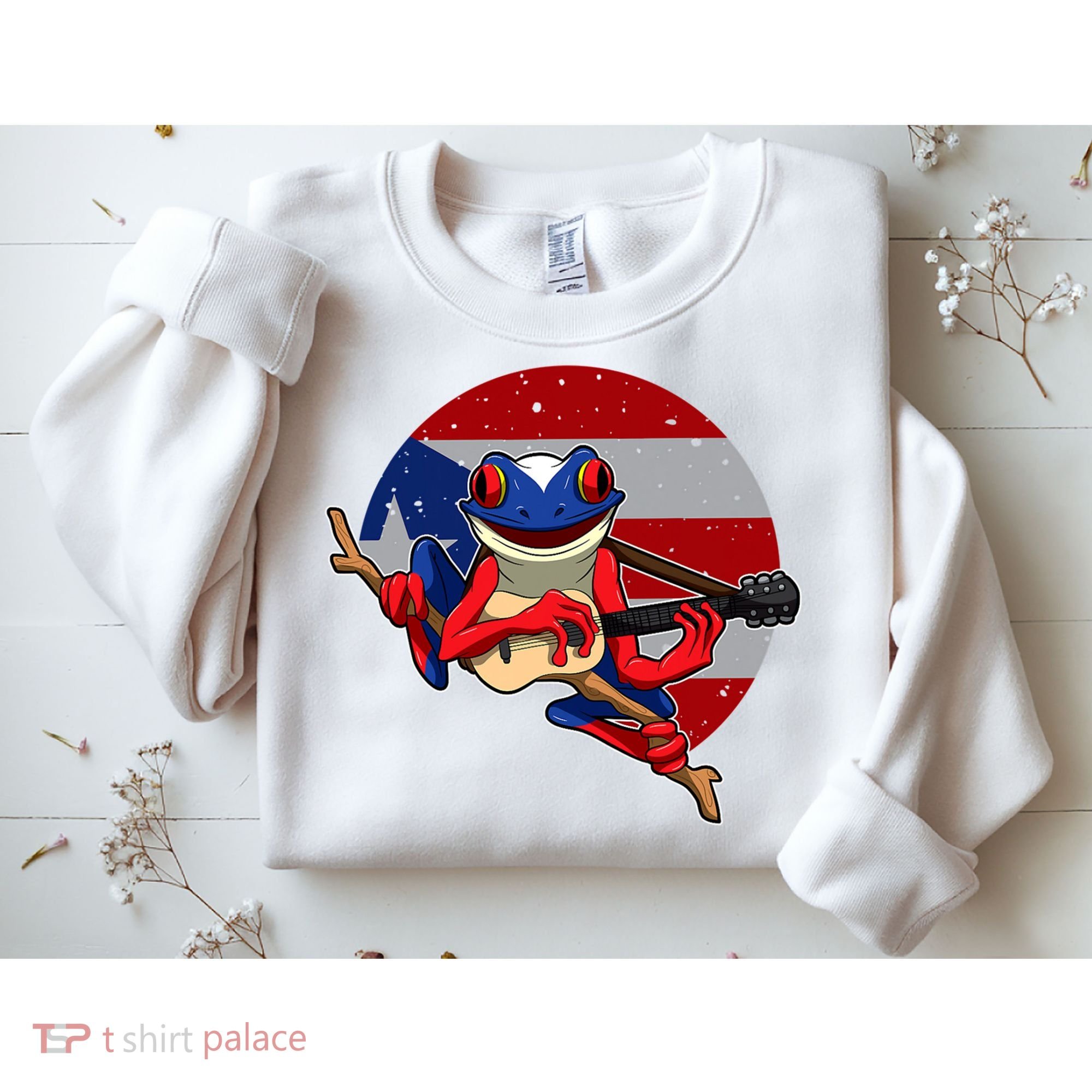 Coqui Frog Playing Guitar Puerto Rico Animal Sweatshirt