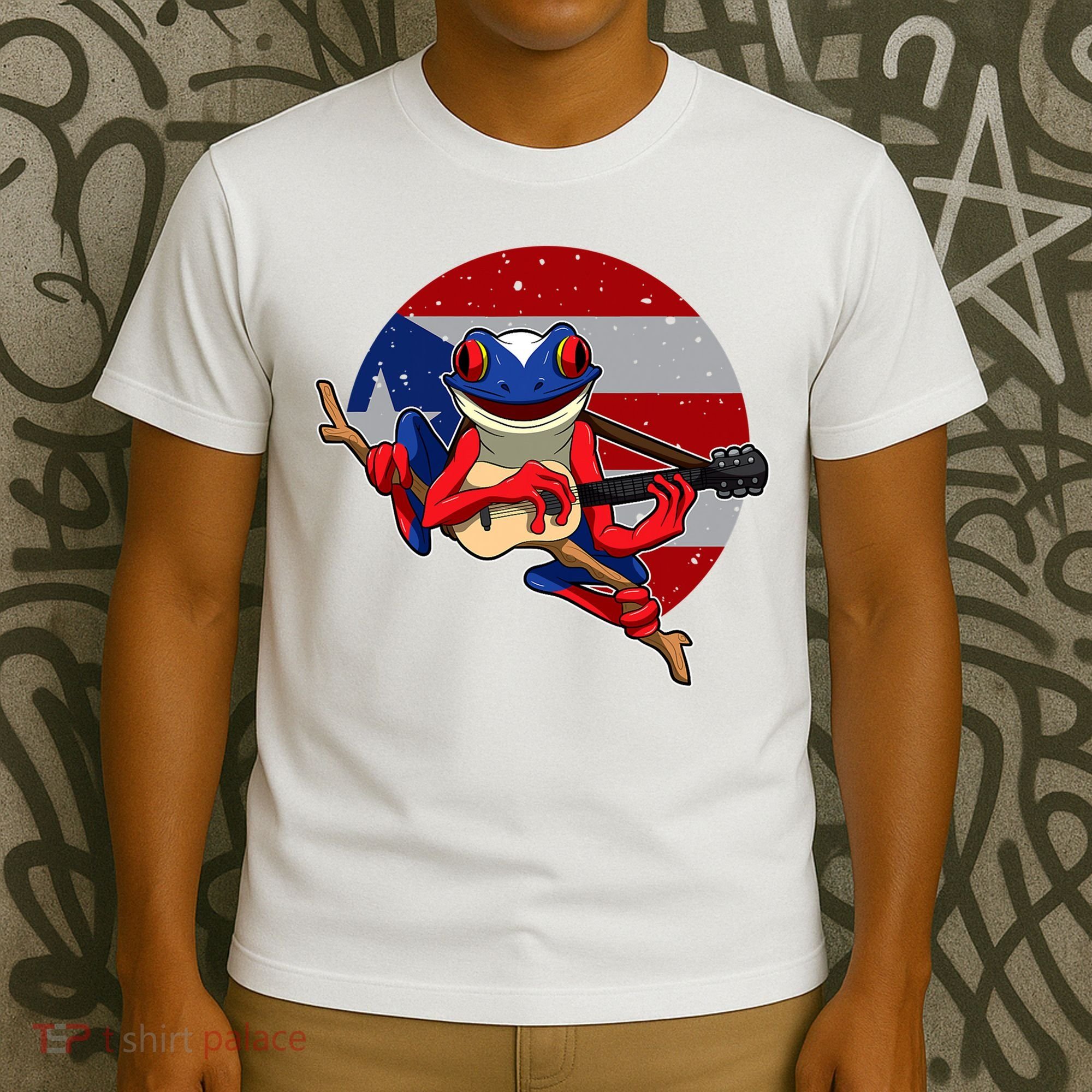 Coqui Frog Playing Guitar Puerto Rico Animal T-Shirt