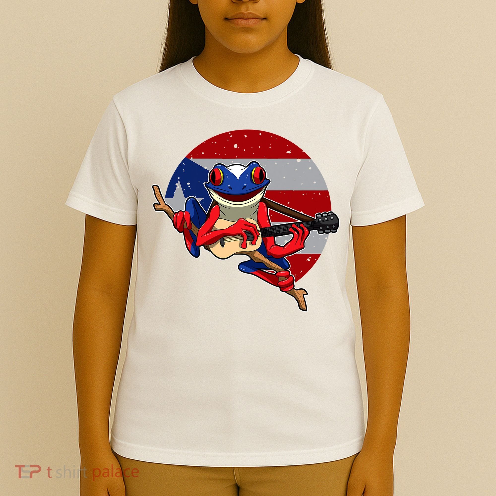 Coqui Frog Playing Guitar Puerto Rico Animal T-Shirt