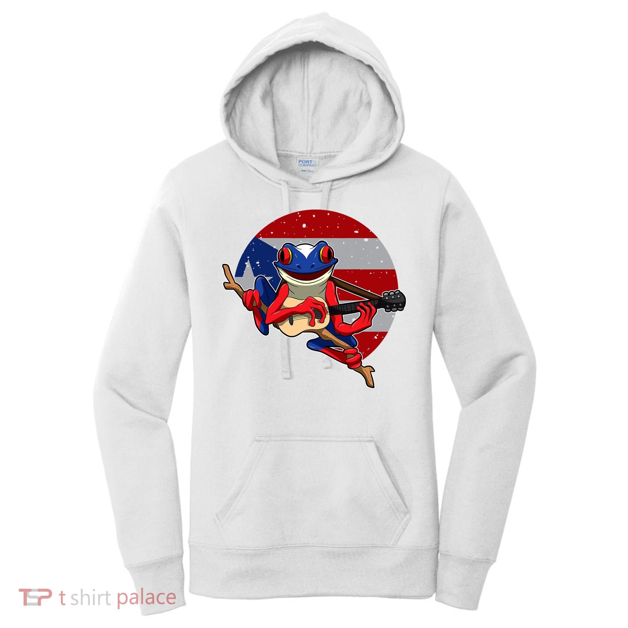 Coqui Frog Playing Guitar Puerto Rico Animal Women's Hoodie