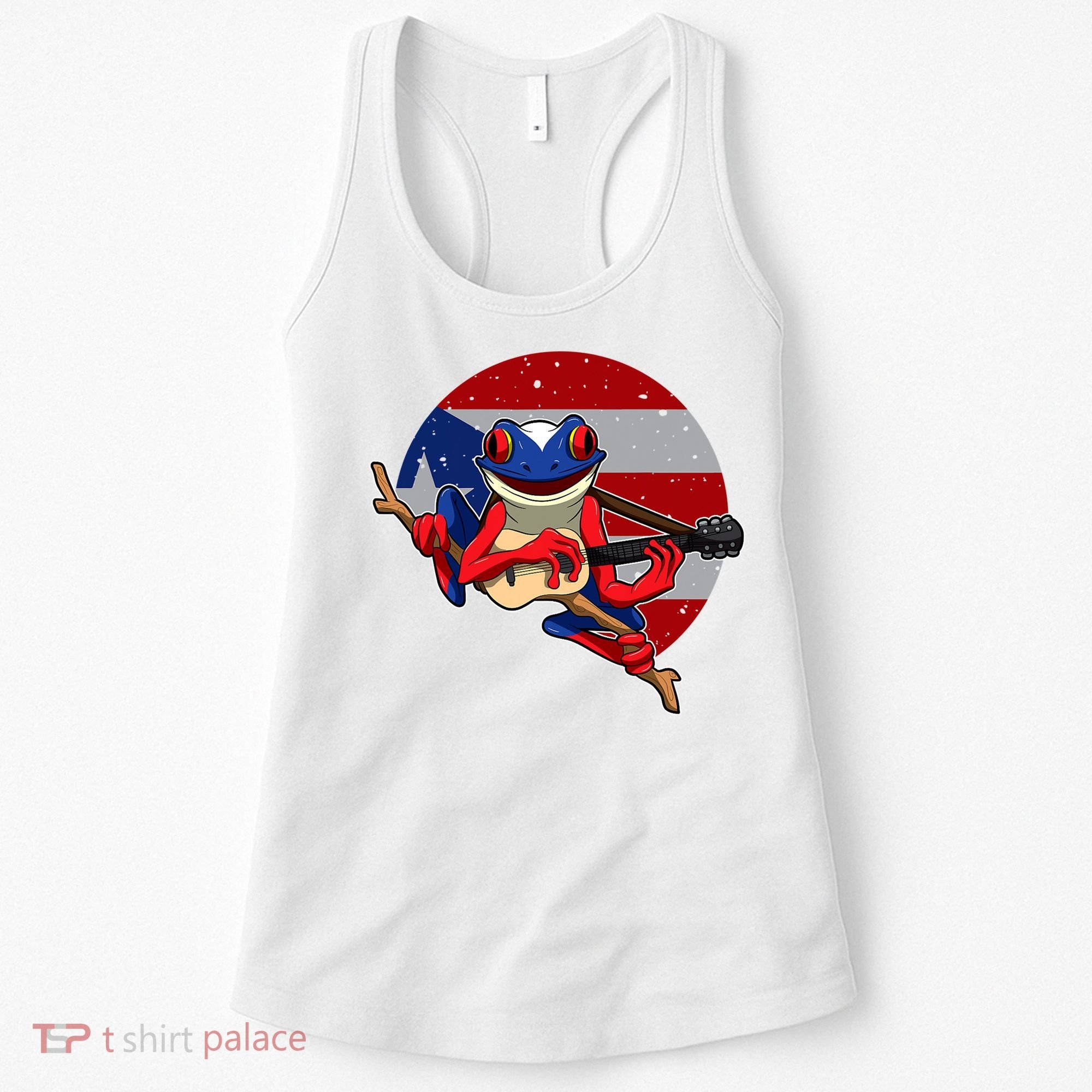 Coqui Frog Playing Guitar Puerto Rico Animal Women's Tank Top