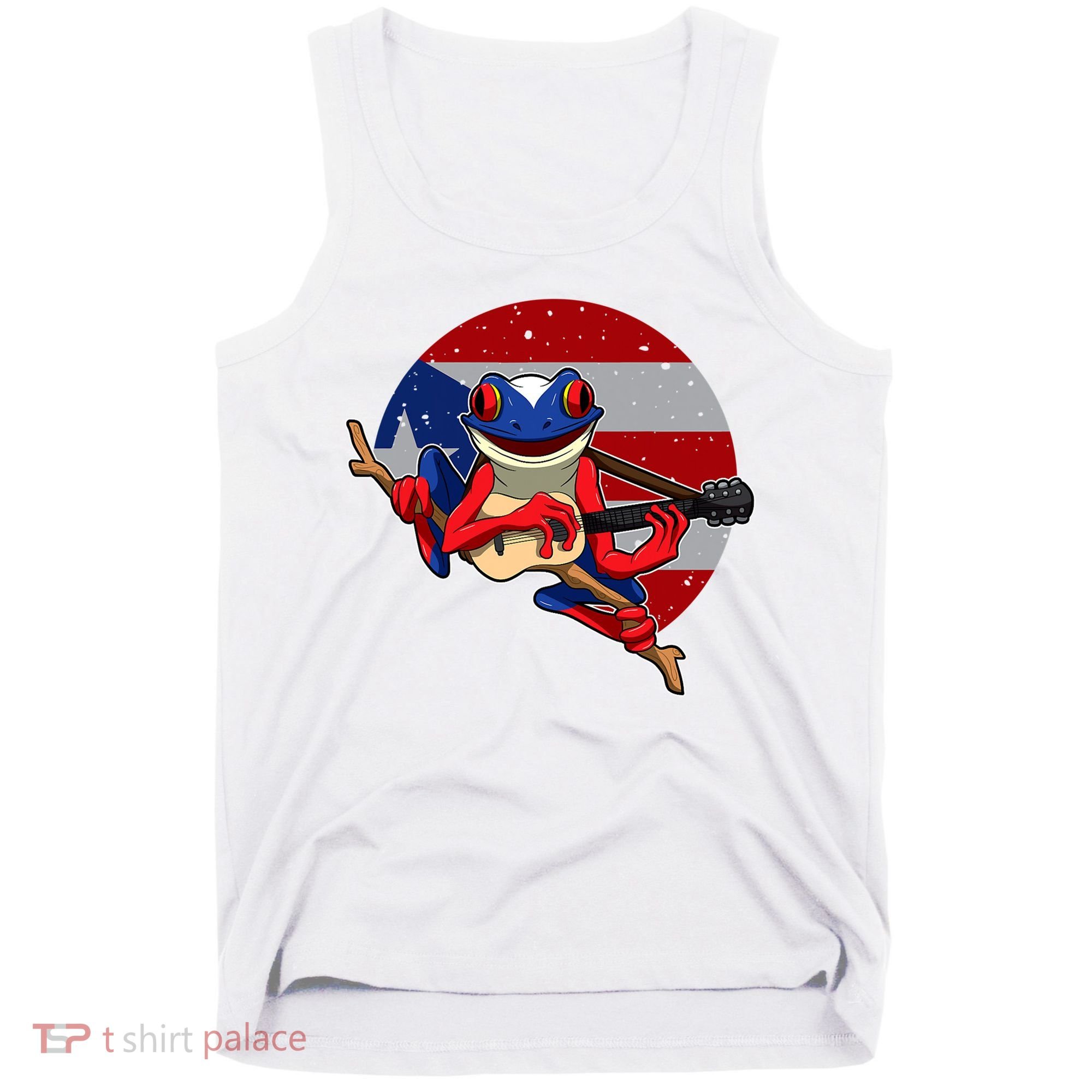 Coqui Frog Playing Guitar Puerto Rico Animal Tank Top