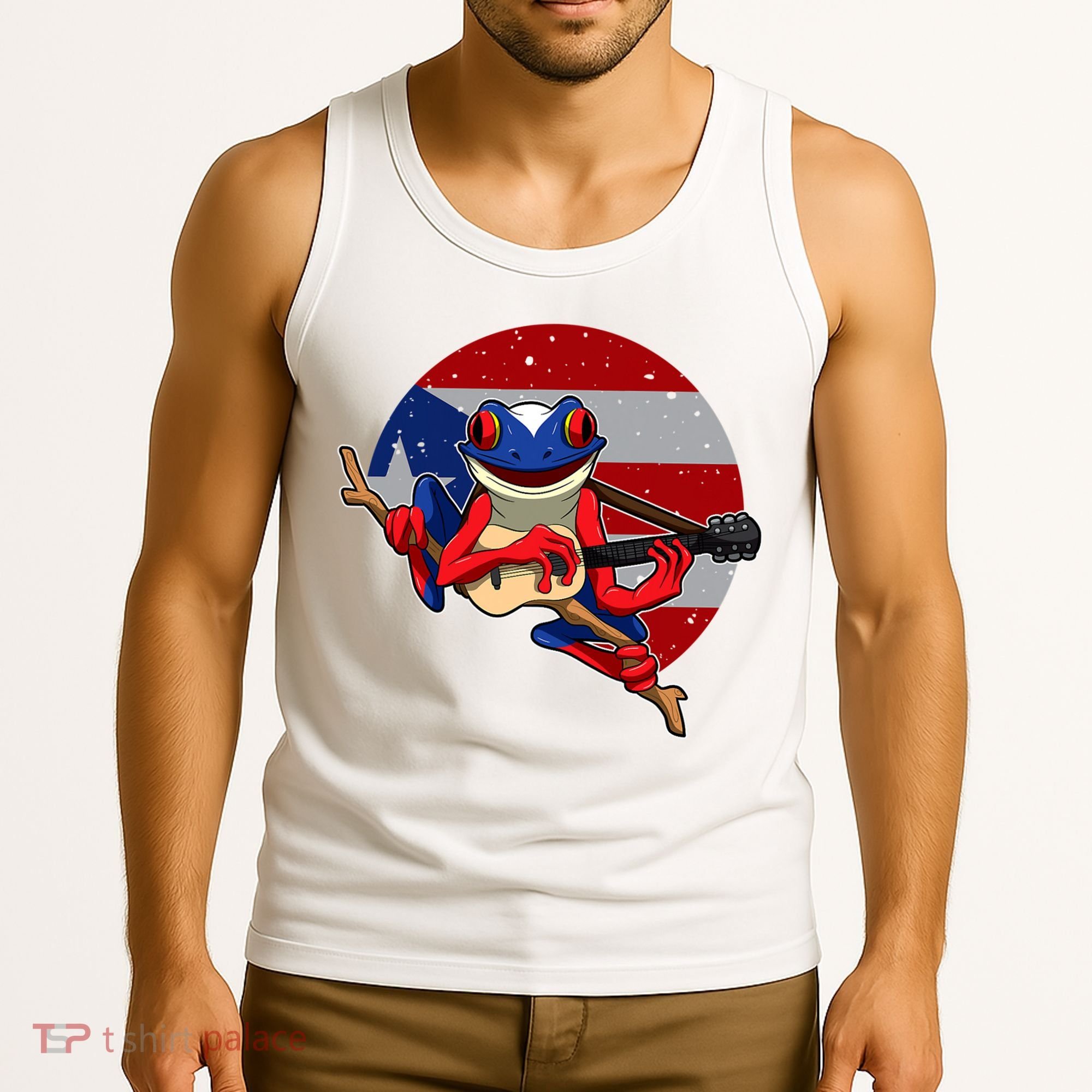 Coqui Frog Playing Guitar Puerto Rico Animal Tank Top