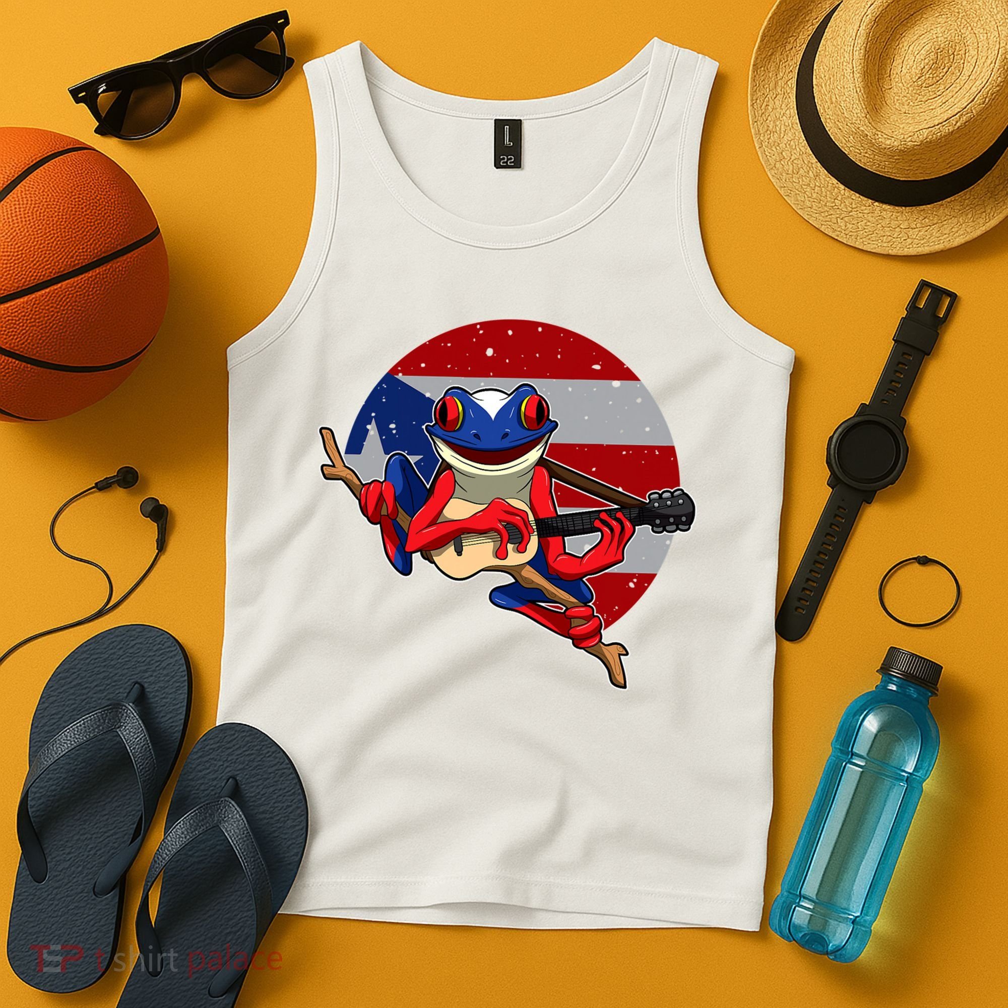Coqui Frog Playing Guitar Puerto Rico Animal Tank Top