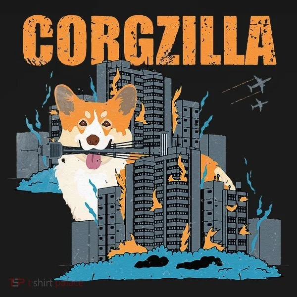Corgzilla Funny Pembroke Welsh Corgi Pet Dog Lover Button