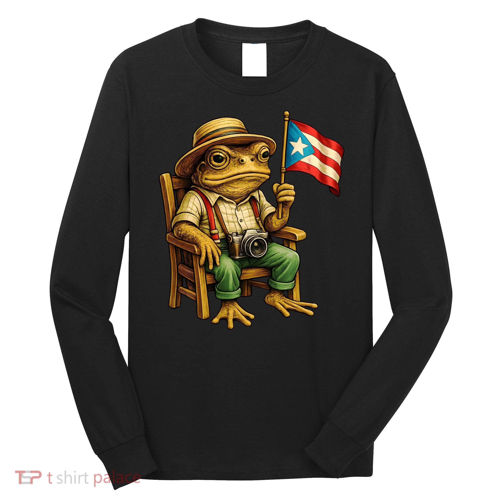 Coqui Frog Puerto Rico Flag Taino Boricua Hispanic Long Sleeve Shirt