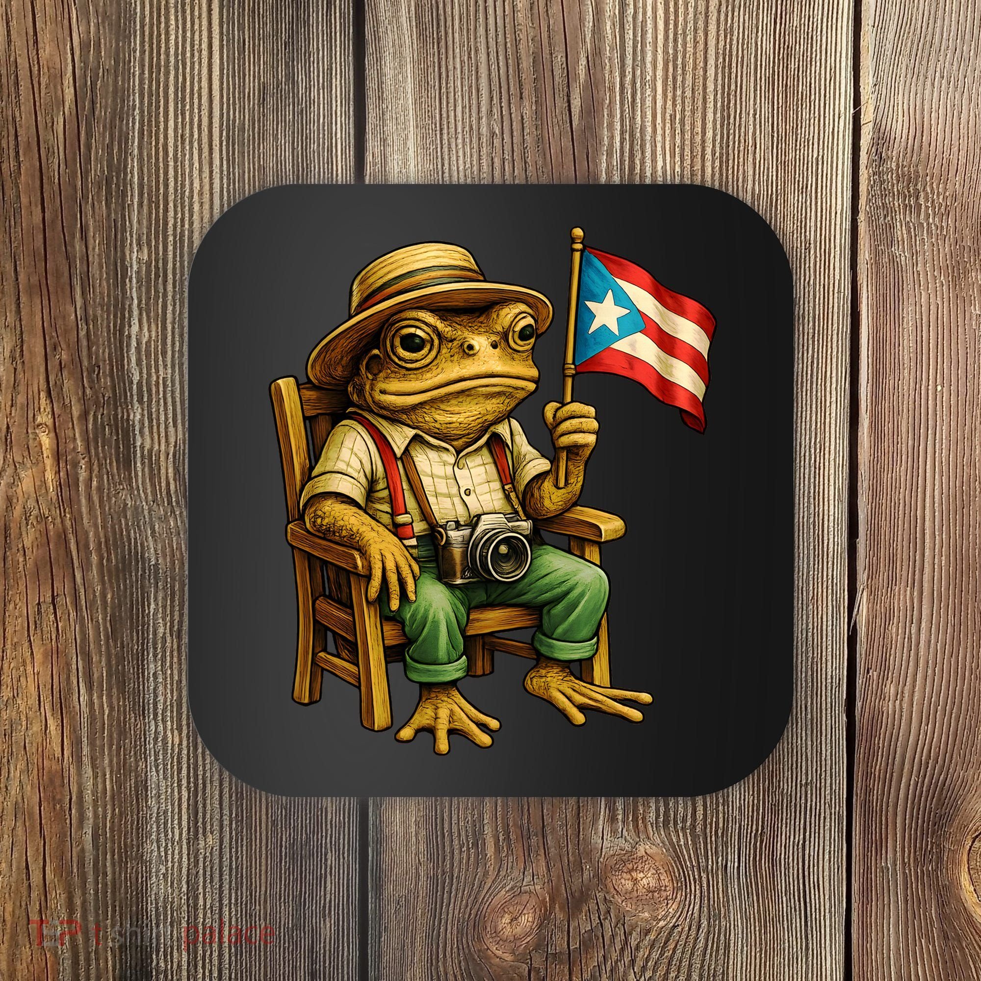 Coqui Frog Puerto Rico Flag Taino Boricua Hispanic Coaster