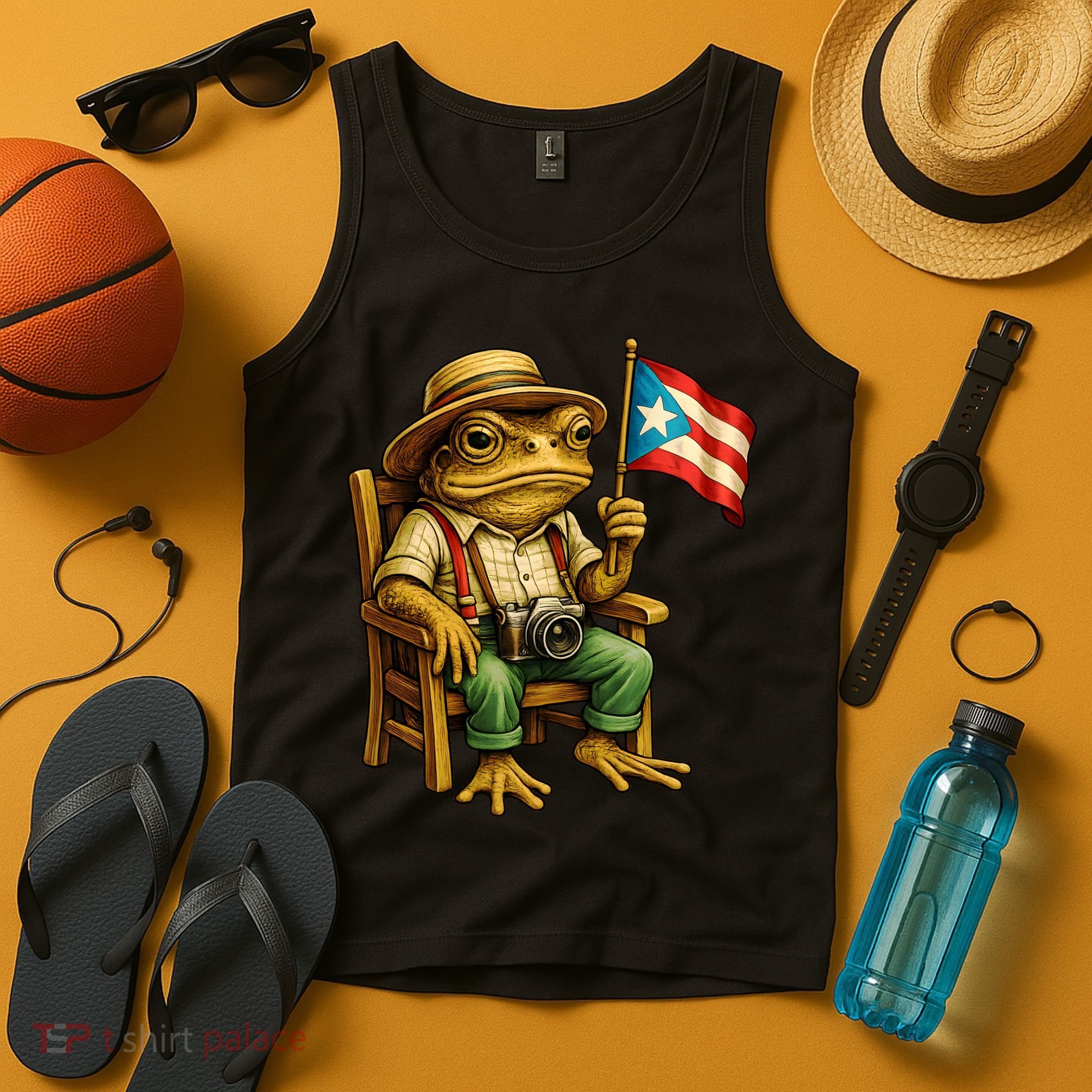 Coqui Frog Puerto Rico Flag Taino Boricua Hispanic Tank Top