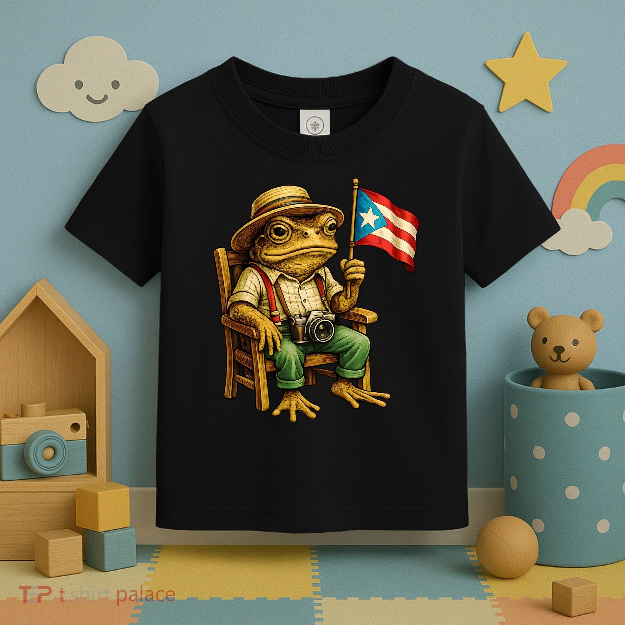 Coqui Frog Puerto Rico Flag Taino Boricua Hispanic Toddler T-Shirt