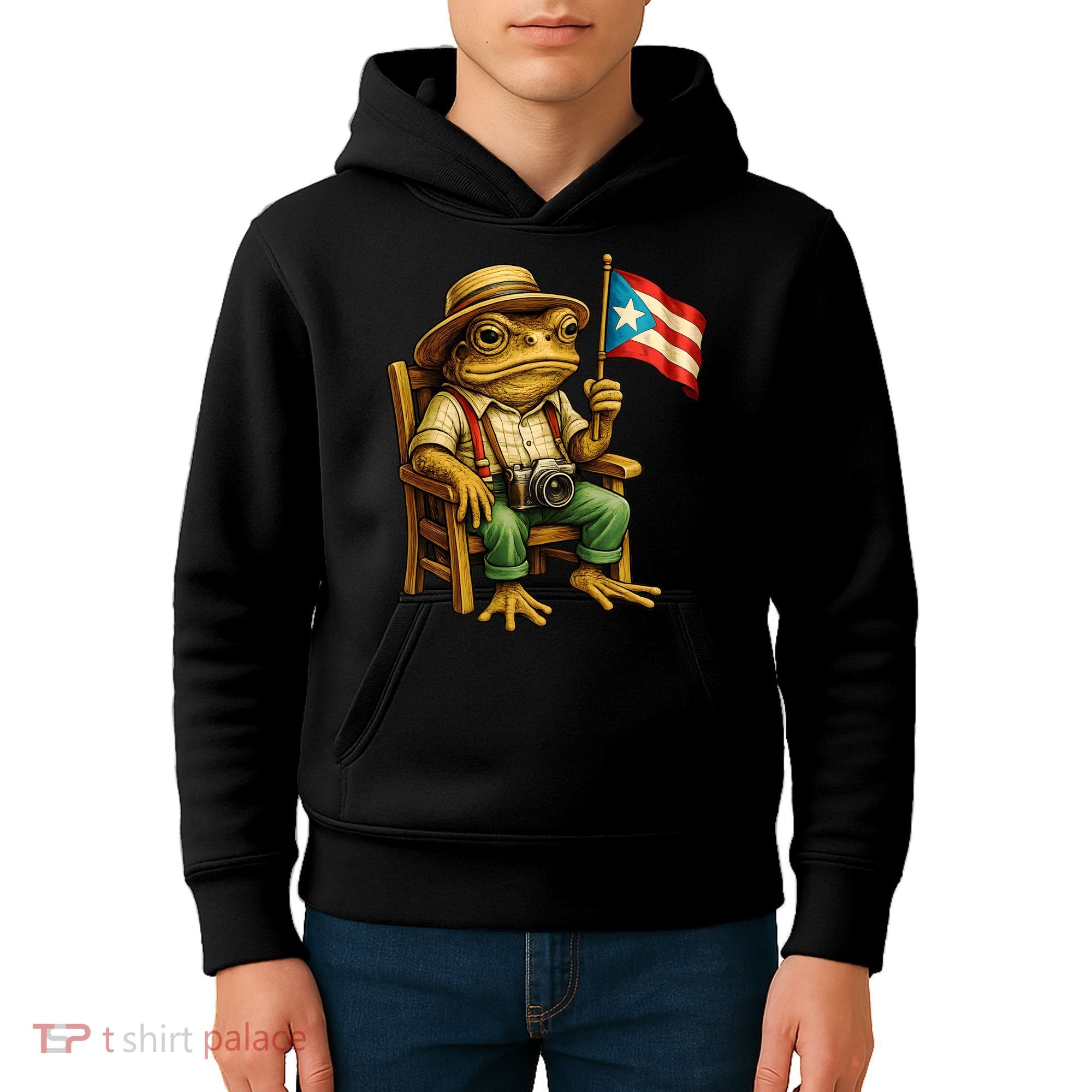 Coqui Frog Puerto Rico Flag Taino Boricua Hispanic Kids Hoodie