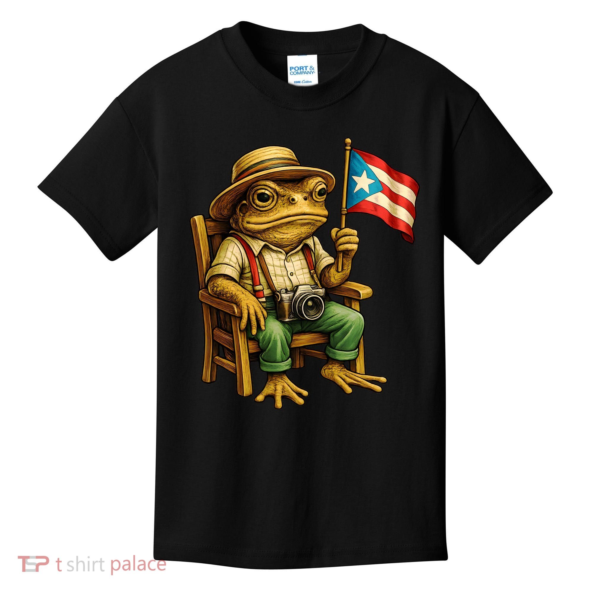 Coqui Frog Puerto Rico Flag Taino Boricua Hispanic Kids T-Shirt