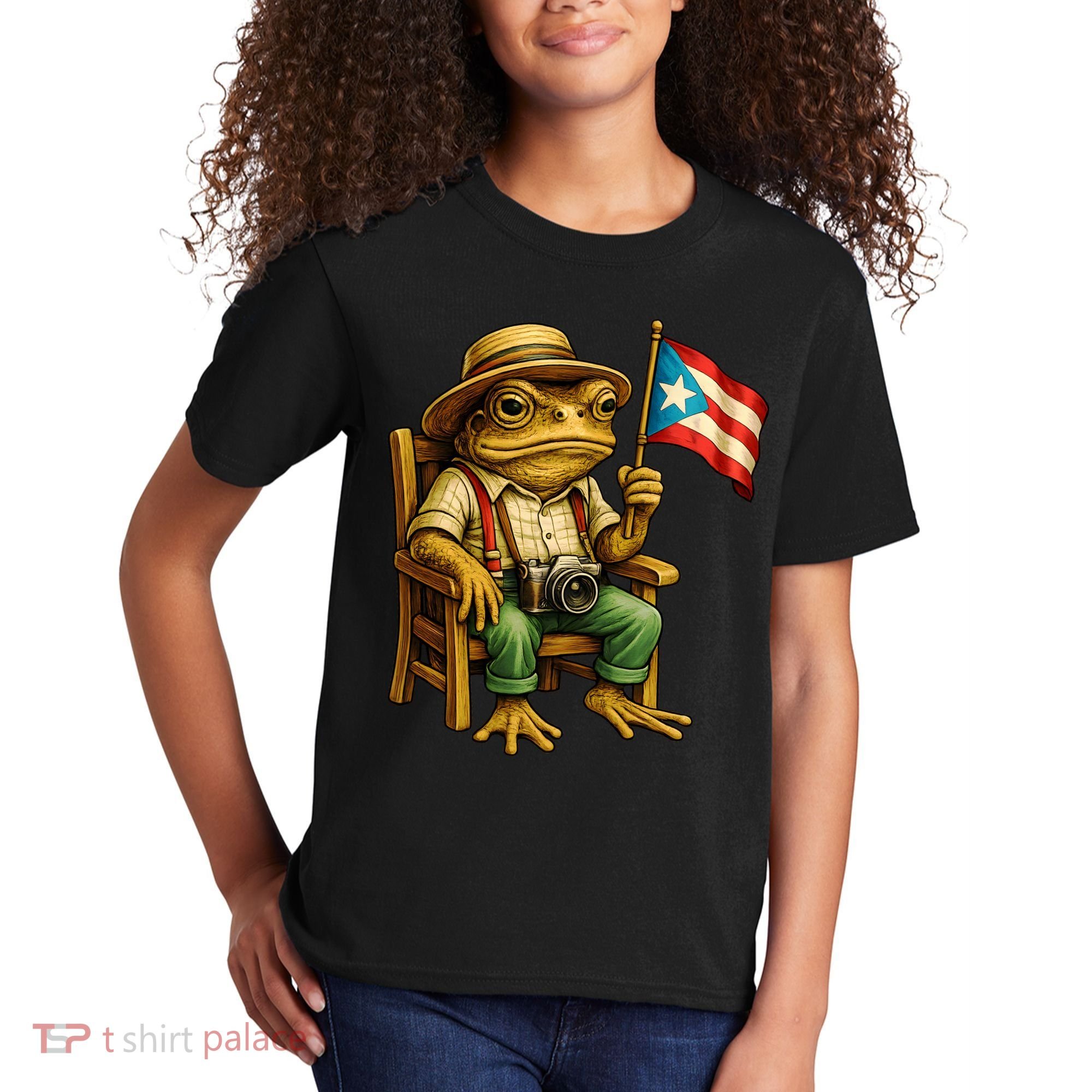 Coqui Frog Puerto Rico Flag Taino Boricua Hispanic Kids T-Shirt