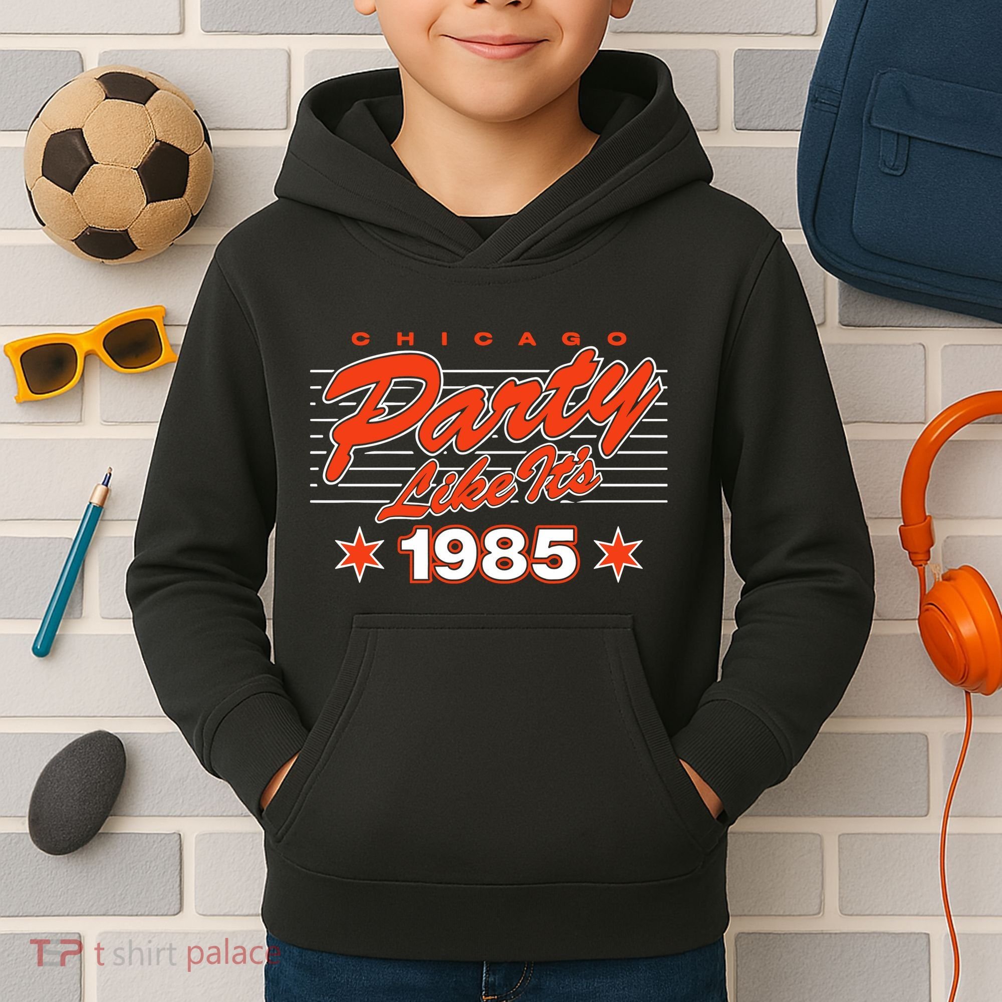 Chicago Football Party Like It’S 1985 Kids Hoodie