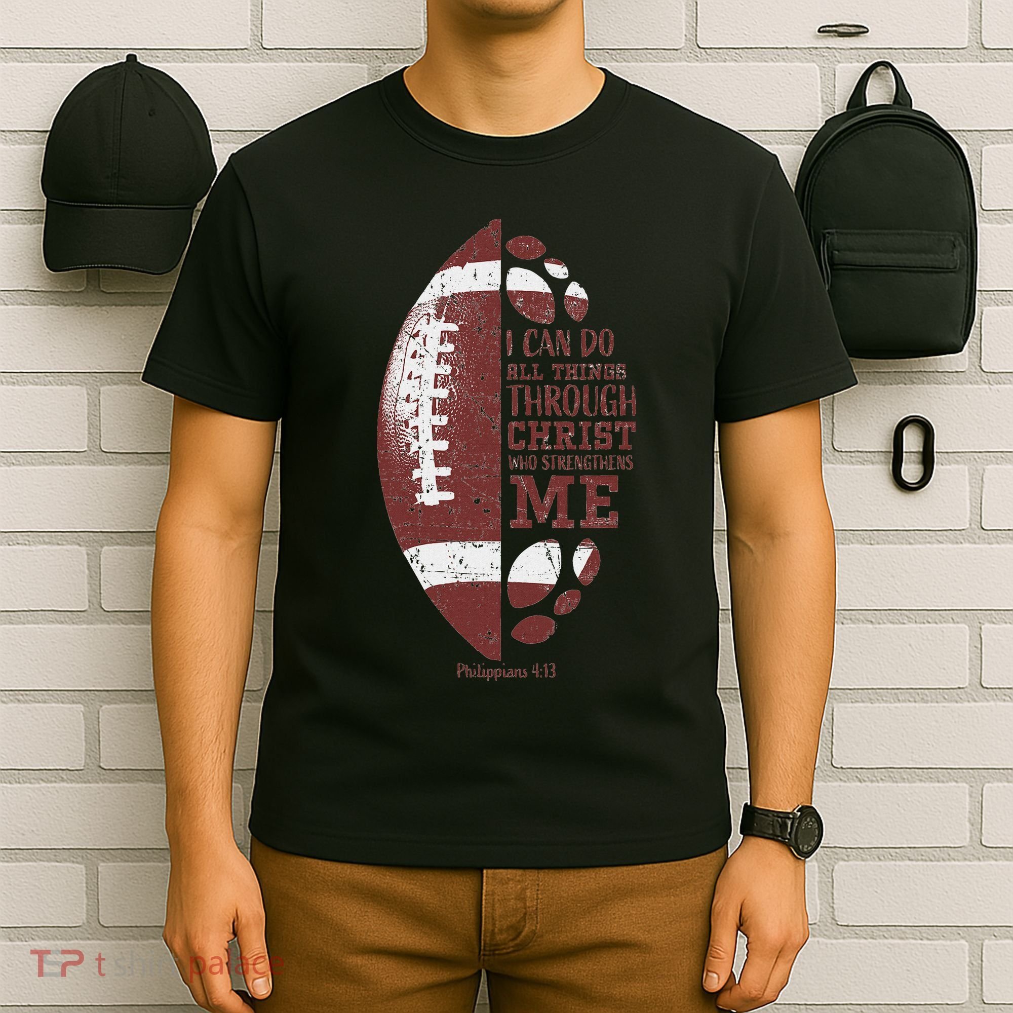 Christian Football Philippians 413 S Gifts T-Shirt