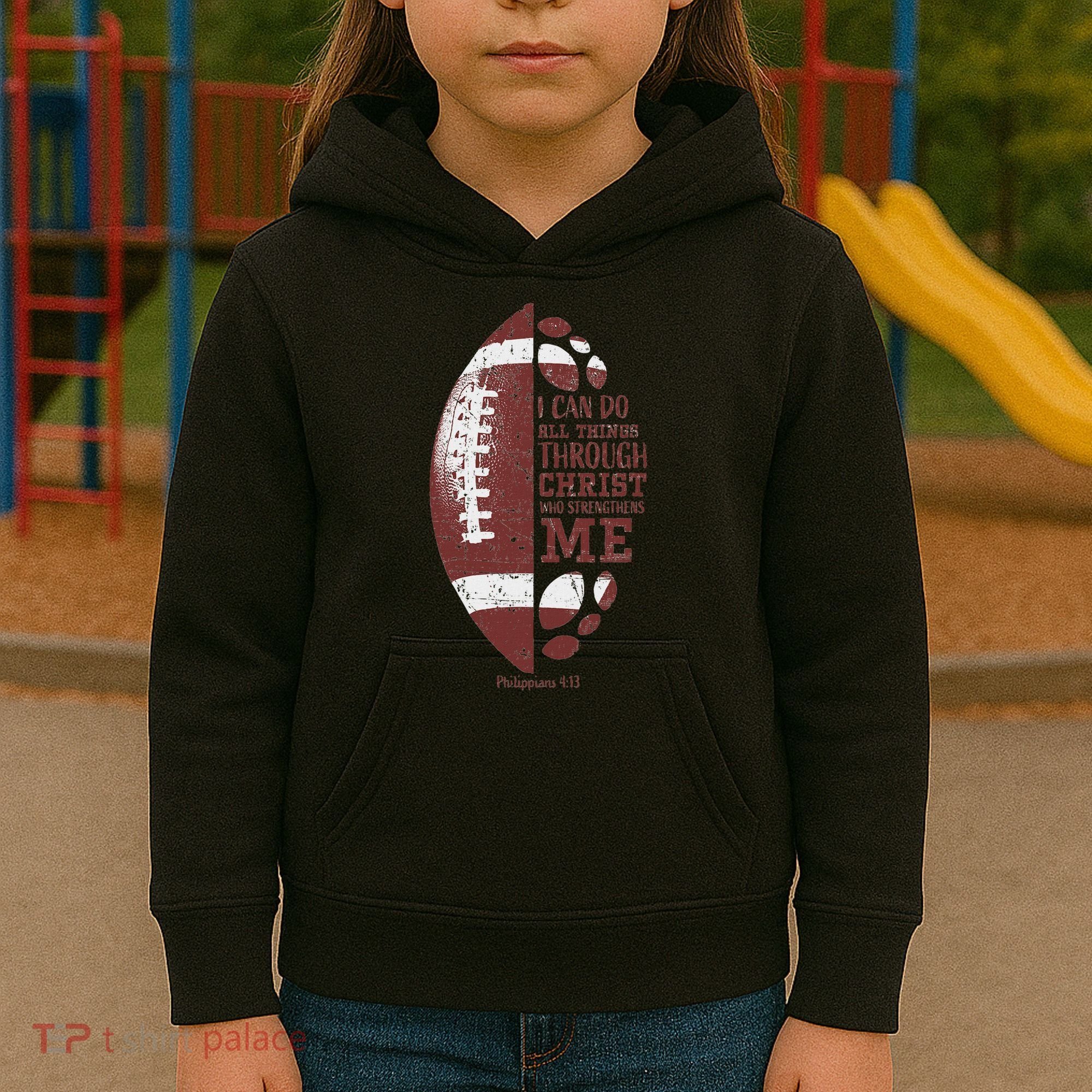 Christian Football Philippians 413 S Gifts Kids Hoodie