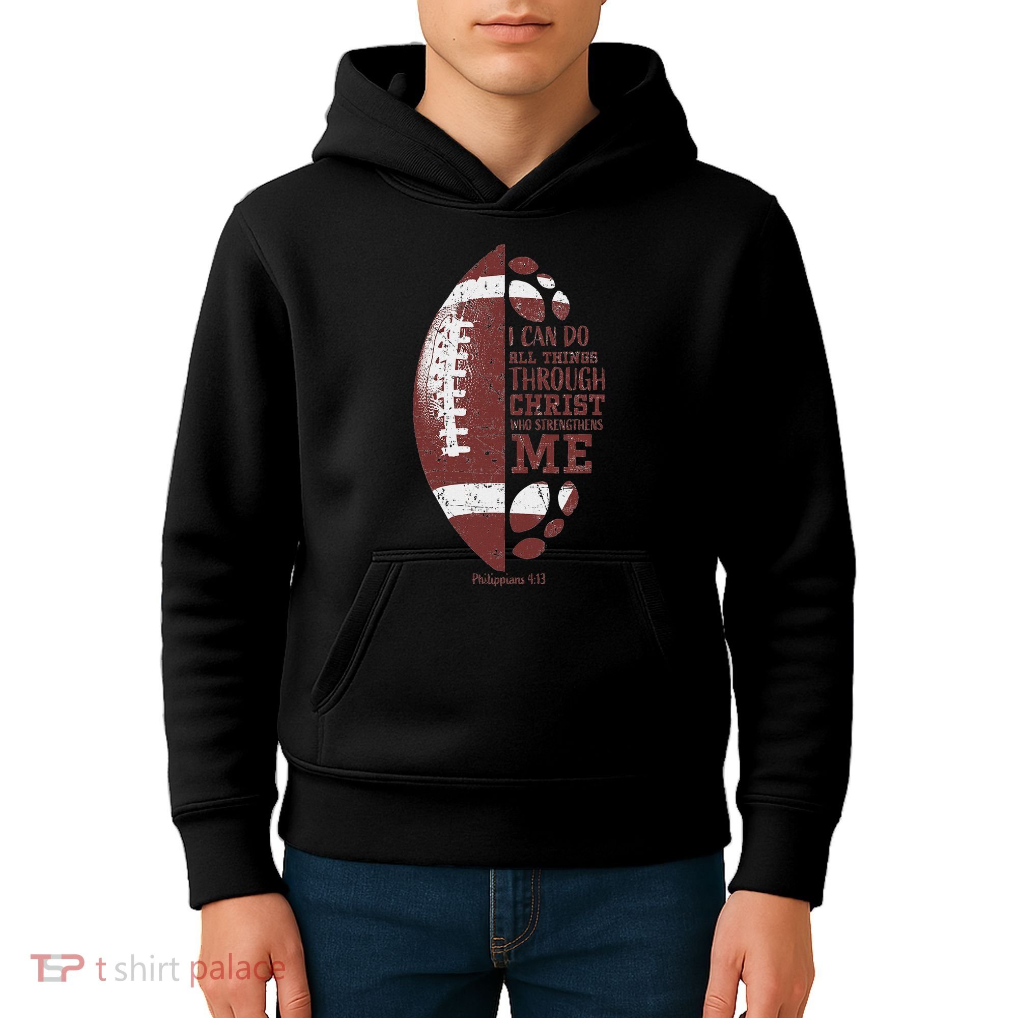 Christian Football Philippians 413 S Gifts Kids Hoodie