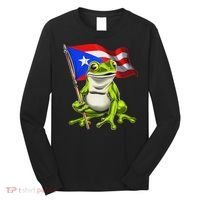 Coqui Frog Puerto Rico Flag Taino Boricua Long Sleeve Shirt thumb 0