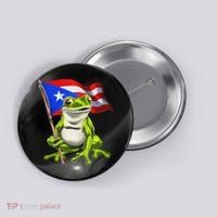 Coqui Frog Puerto Rico Flag Taino Boricua Button thumb 0