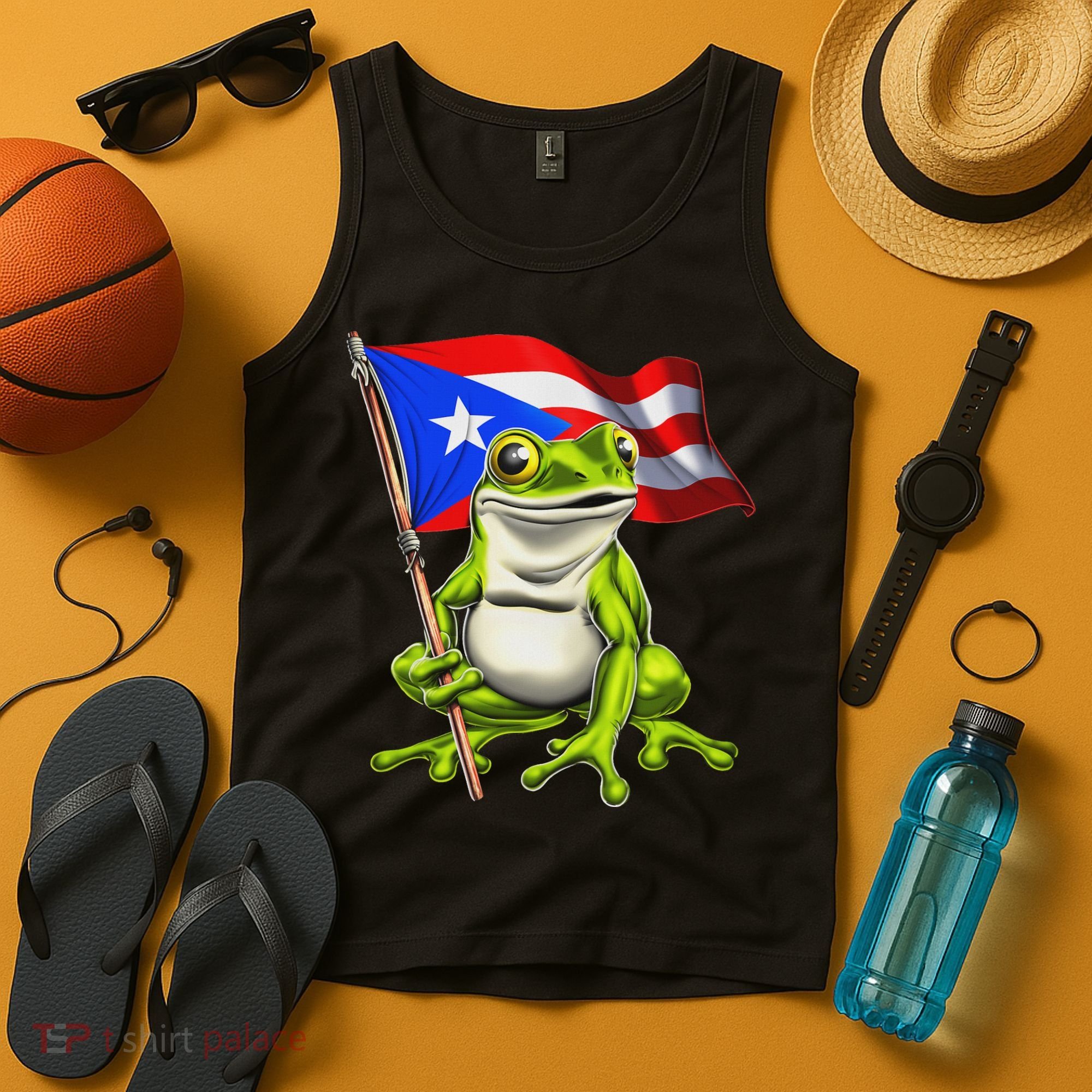 Coqui Frog Puerto Rico Flag Taino Boricua Tank Top