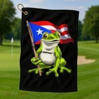 Coqui Frog Puerto Rico Flag Taino Boricua Golf Towel thumb 1