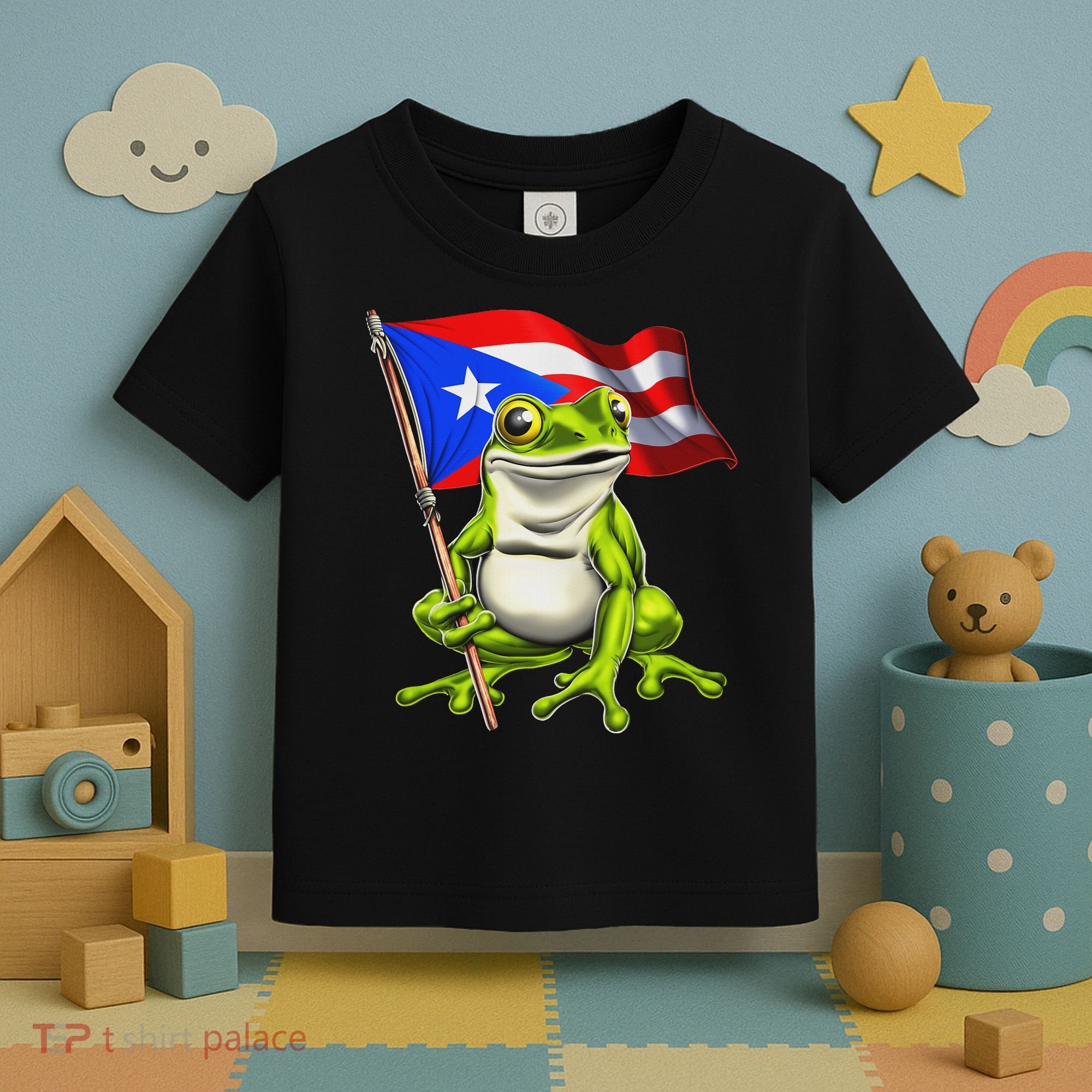 Coqui Frog Puerto Rico Flag Taino Boricua Toddler T-Shirt