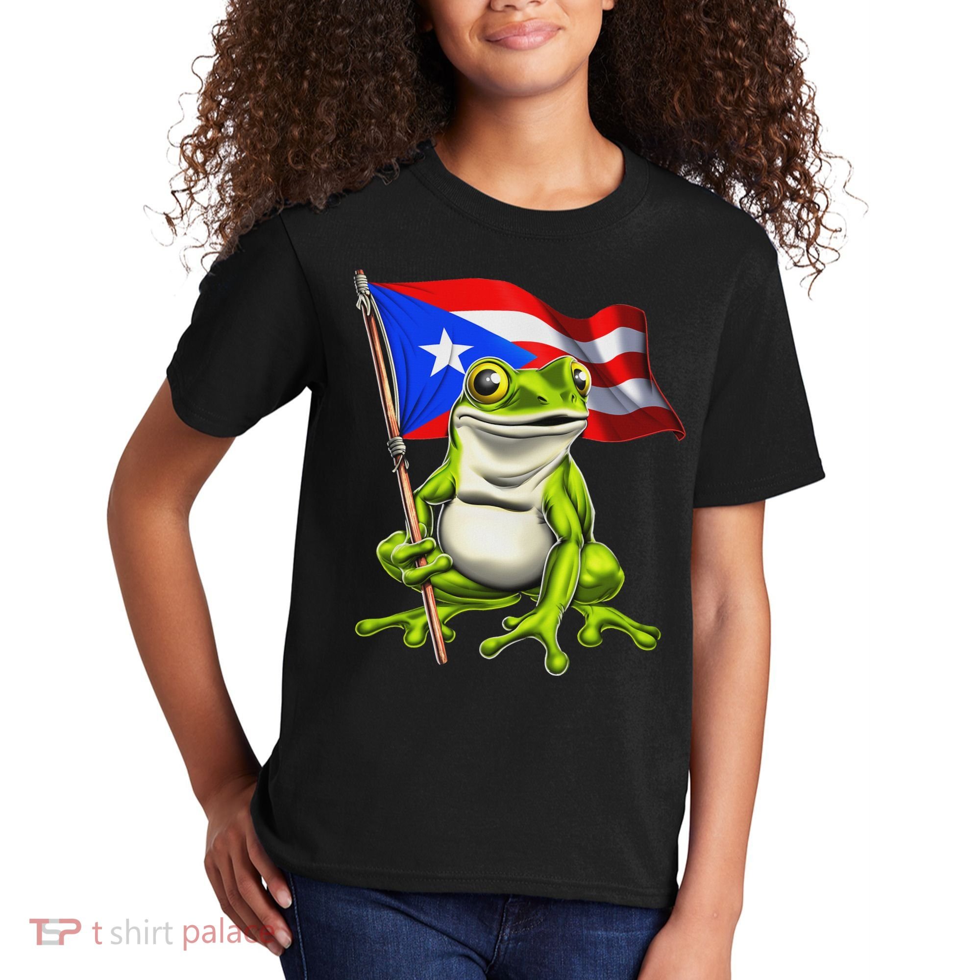 Coqui Frog Puerto Rico Flag Taino Boricua Kids T-Shirt