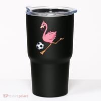 Cartoon Flamingo Playing Soccer Tumbler thumb 0