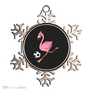 Cartoon Flamingo Playing Soccer Ornament