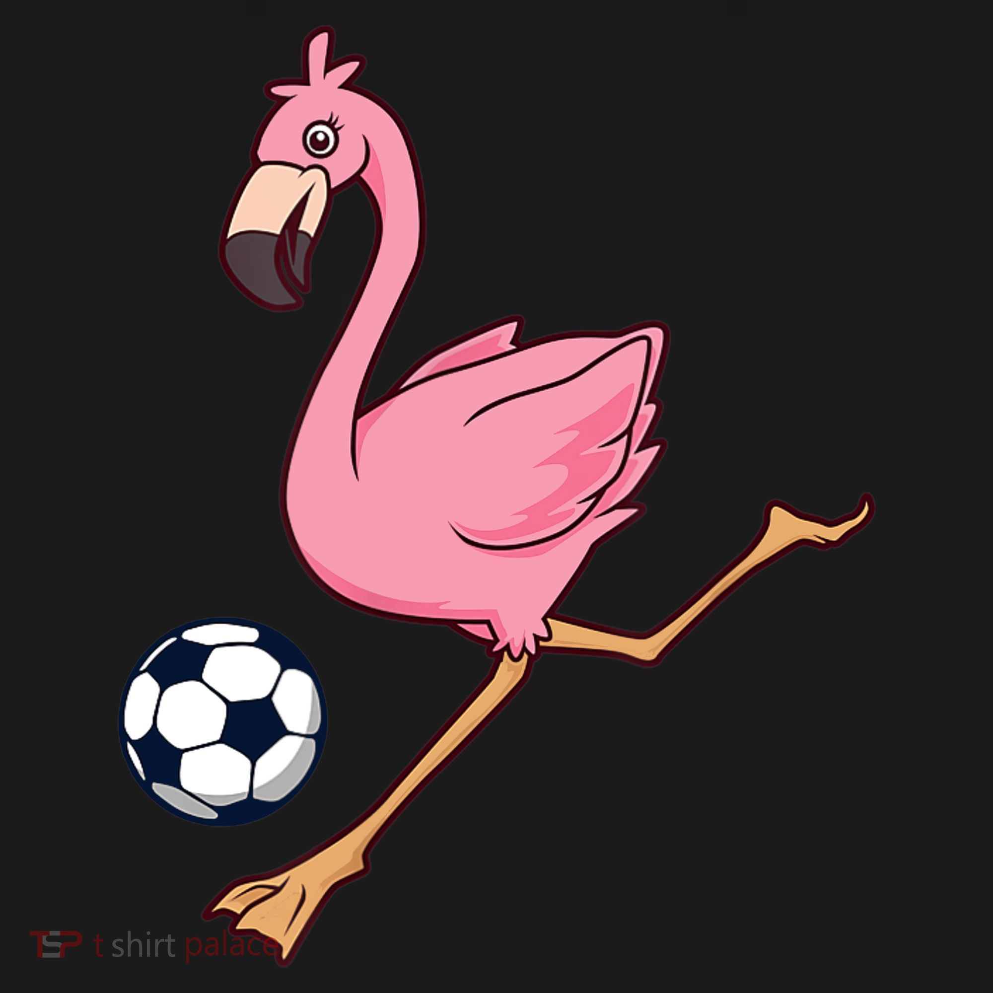 Cartoon Flamingo Playing Soccer Ornament