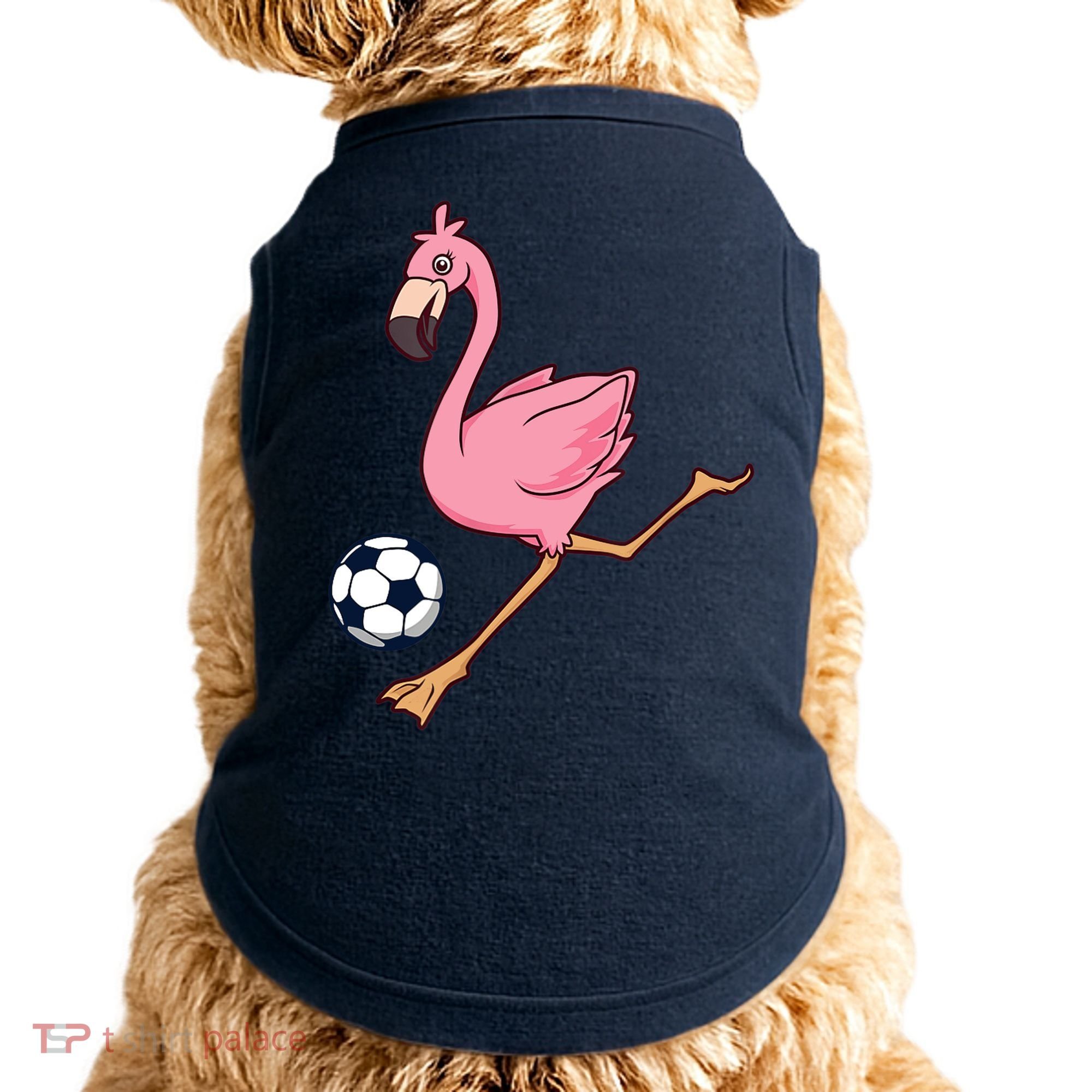 Cartoon Flamingo Playing Soccer Doggie Tank