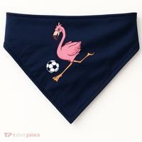 Cartoon Flamingo Playing Soccer USA-Made Doggie Bandana thumb 0