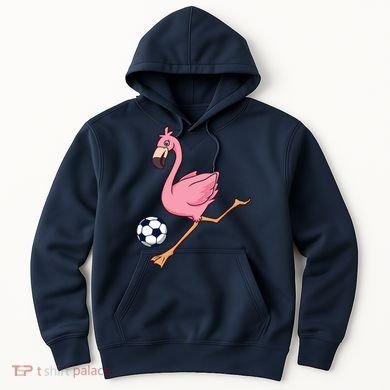 Cartoon Flamingo Playing Soccer Hoodie