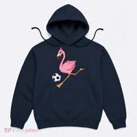 Cartoon Flamingo Playing Soccer Hoodie thumb 0