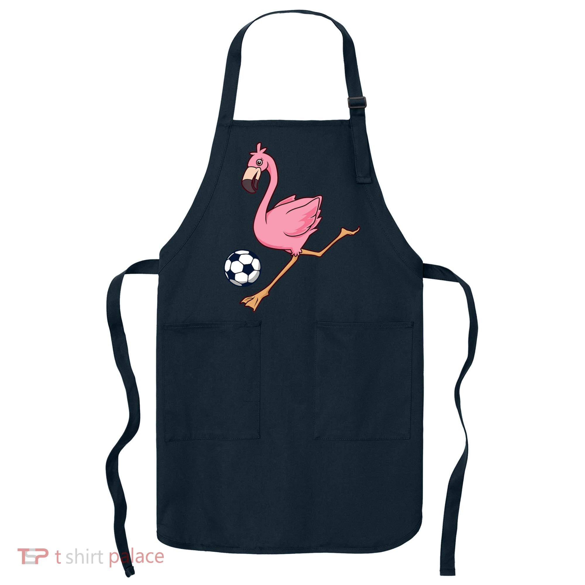 Cartoon Flamingo Playing Soccer Apron